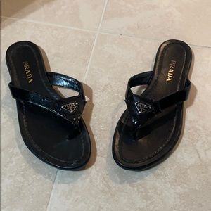 prada patent leather flip flops